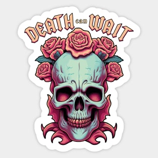 Death Can Wait, Rose and Skull Poster Sticker